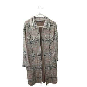 Love Ever After Multicolor Plaid Knit Cardigan w Pockets, Lightweight L